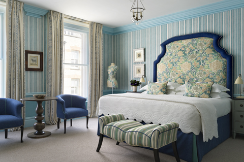 Bedroom shot of room 202, a Deluxe Junior Suite at Covent Garden Hotel