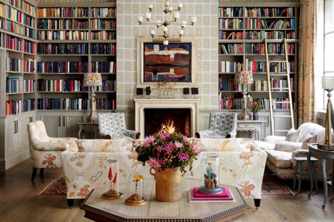 Wide shot of the Library at Ham Yard Hotel