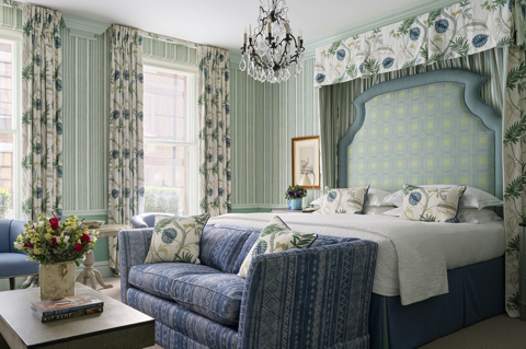 Bedroom shot of room 102, a Deluxe Junior Suite at Covent Garden Hotel