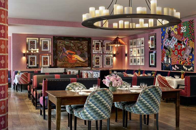 Diagonal shot of Brumus Restaurant at Haymarket Hotel