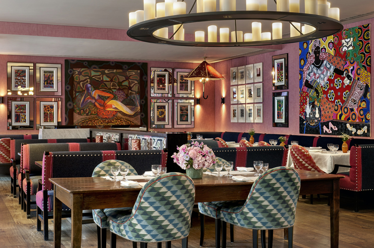 Diagonal shot of Brumus Restaurant at Haymarket Hotel