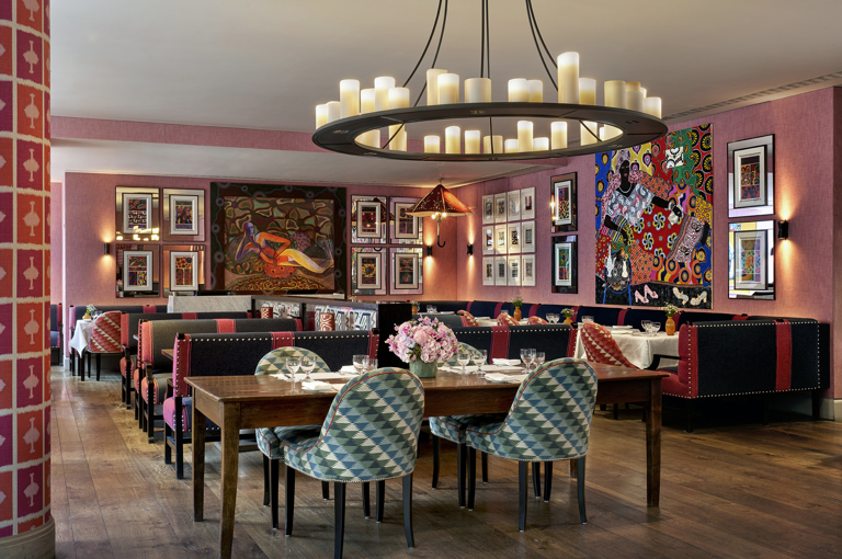 Diagonal shot of Brumus Restaurant at Haymarket Hotel