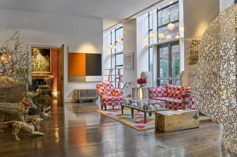 an image of the seating area in the Lobby at Crosby Street Hotel.
