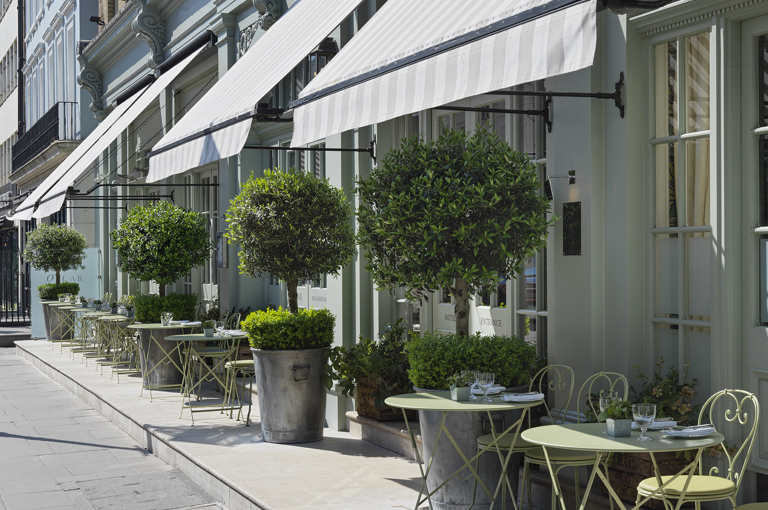 Wide shot of Oscar Terrace at Charlotte Street Hotel