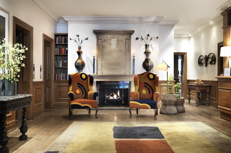 Wide shot of the lobby at Charlotte Street Hotel