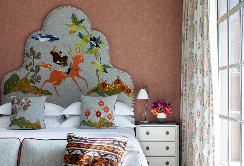 Close up bed bed shot of room 1508, a Junior Terrace Suite at The Whitby Hotel