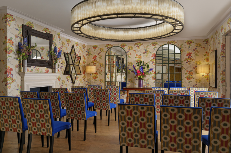 Wedding set-up in the Fortune private events room at Charlotte Street Hotel