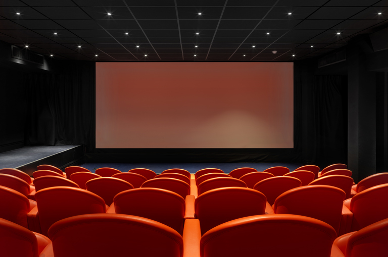 Back shot of the screening private events room at Charlotte Street Hotel