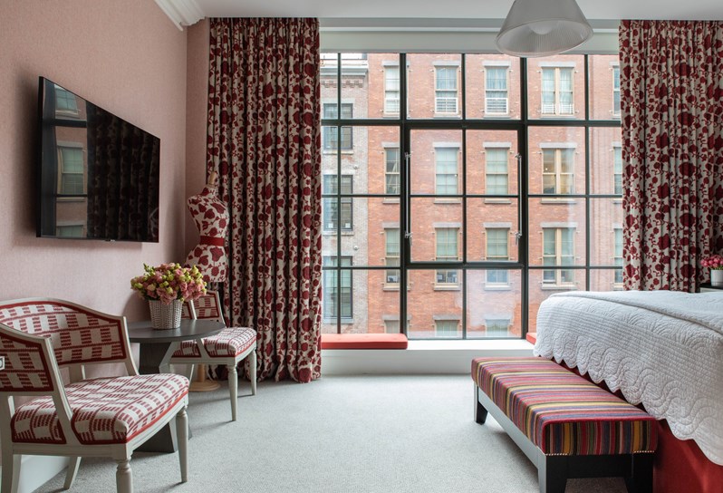 A image of the end of bed in The Luxury Room, 409, at Crosby Street Hotel.