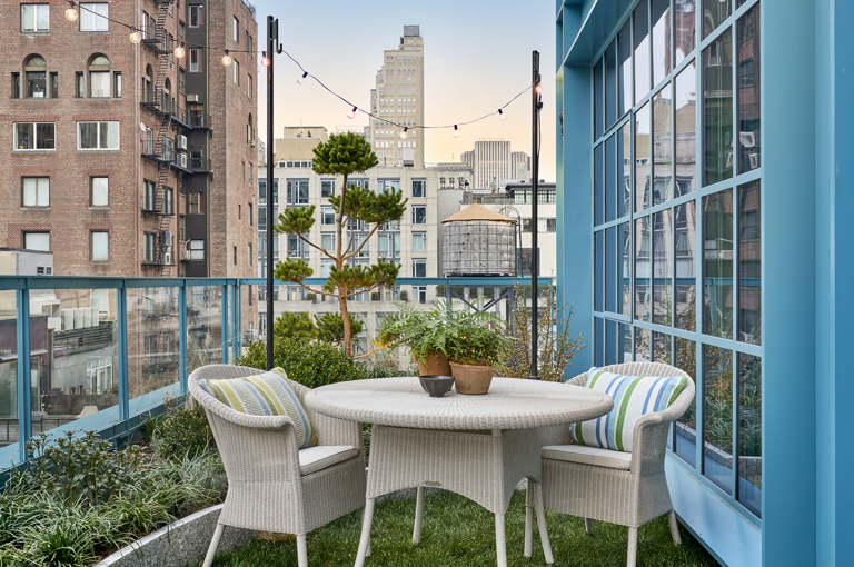 A terrace overlooking Tribeca, attached to Junior Terrace Suite, 909 at Warren Street Hotel