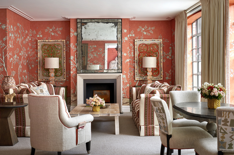 Wide bedroom shot of room 217, the One Bedroom Richmond Suite at The Soho Hotel