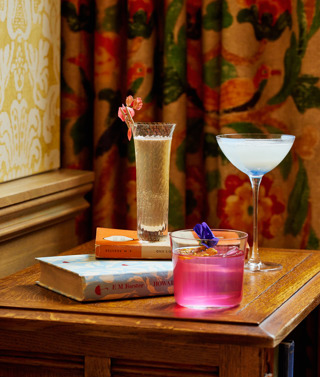 A close-up portrait shot of a selection of cocktails from the Bloomsbury Group cocktail collection at Oscar Bar & Restaurant