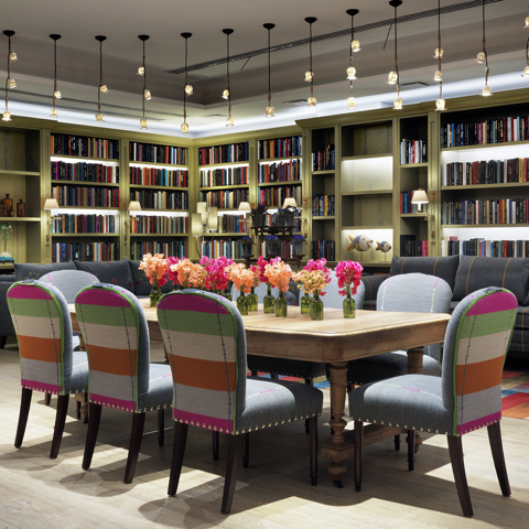 Diagonal shot of lounge and table area in the Reading private events room at the Whitby Hotel