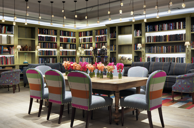 Diagonal shot of lounge and table area in the Reading private events room at the Whitby Hotel