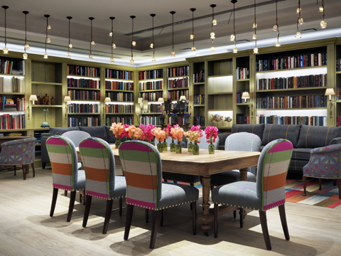 Diagonal shot of lounge and table area in the Reading private events room at the Whitby Hotel