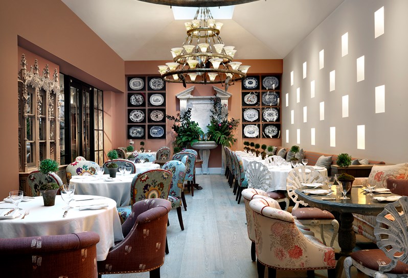 The sunlit orangery at The Whitby Hotel, New York