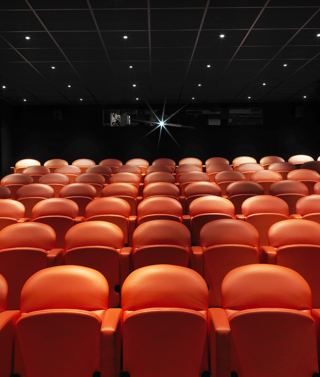 Front shot of the screening private events room at Charlotte Street Hotel